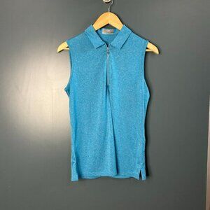 NWT Callaway Womens Blue Sleeveless Zip Golf Polo Shirt S